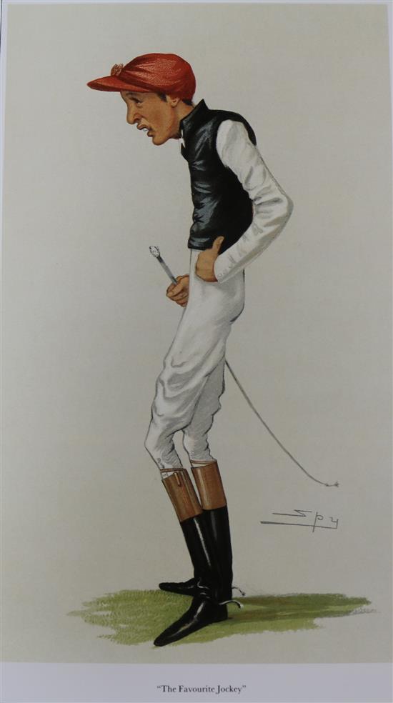 A collection of Spy reprints, including cricketers, jockeys, judges, etc., overall 34 x 25cm, unframed